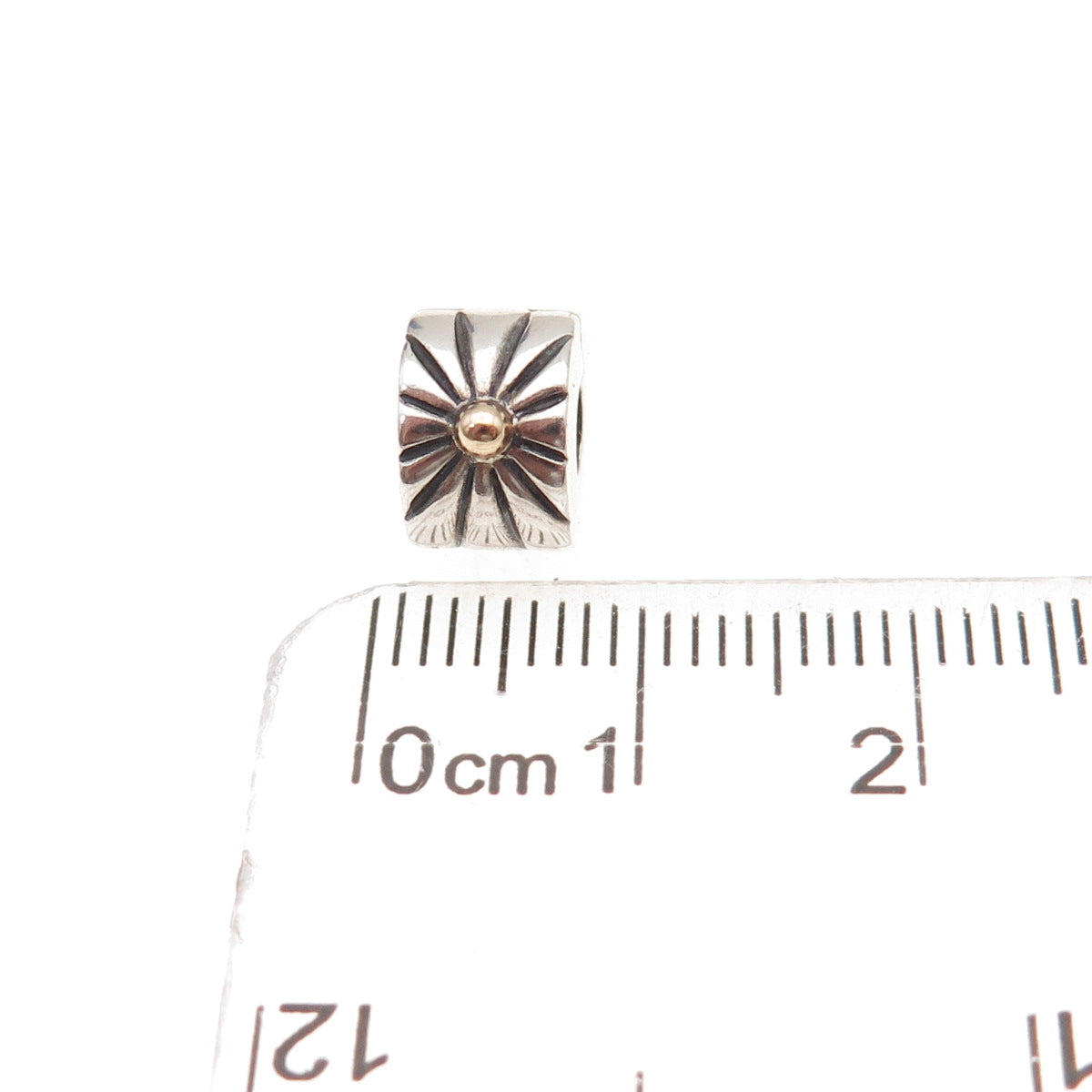 Pandora 925 Sterling Silver & Gold Sunburst Clip Charm