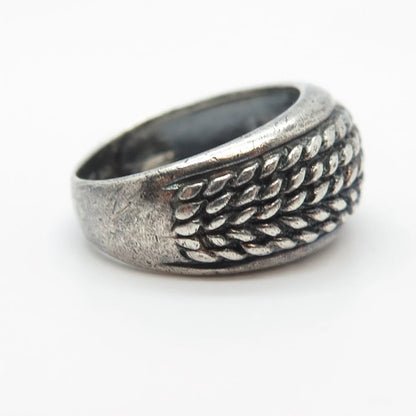 925 Sterling Silver Vintage Woven Wide Ring Size 7