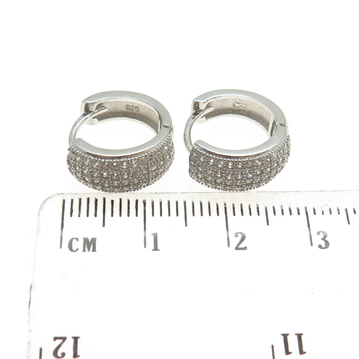 925 Sterling Silver Round-Cut C Z Sparkle Hoop Earrings