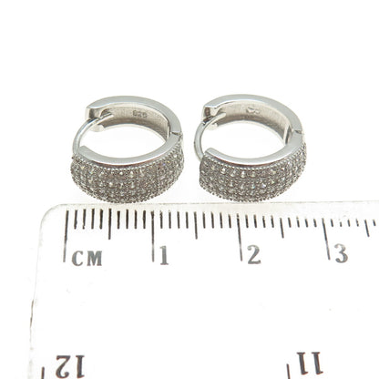 925 Sterling Silver Round-Cut C Z Sparkle Hoop Earrings