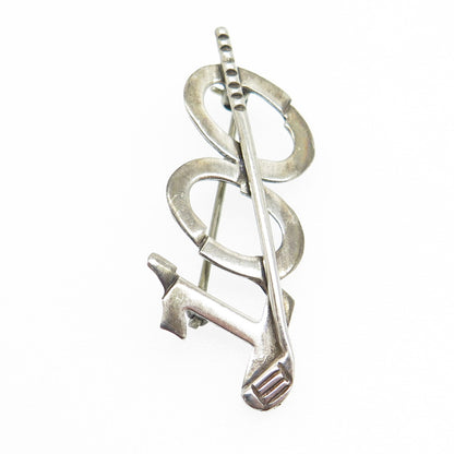 LEONORE DOSKOW 925 Sterling Silver Vintage Broke 100 Golf Pin Brooch
