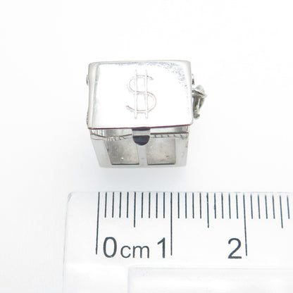 925 Sterling Silver Antique Art Deco US Dollar Cage Minimalist Lucky Pendant