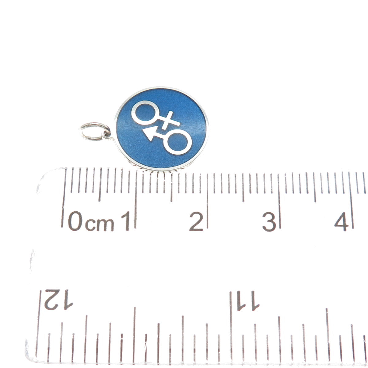 925 Sterling Silver Blue Enamel Male & Female Symbol Minimalist Charm Pendant