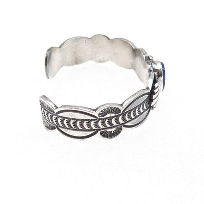 Old Pawn 925 Sterling Silver Vintage Southwestern Lapis Adjustable Bracelet 6"