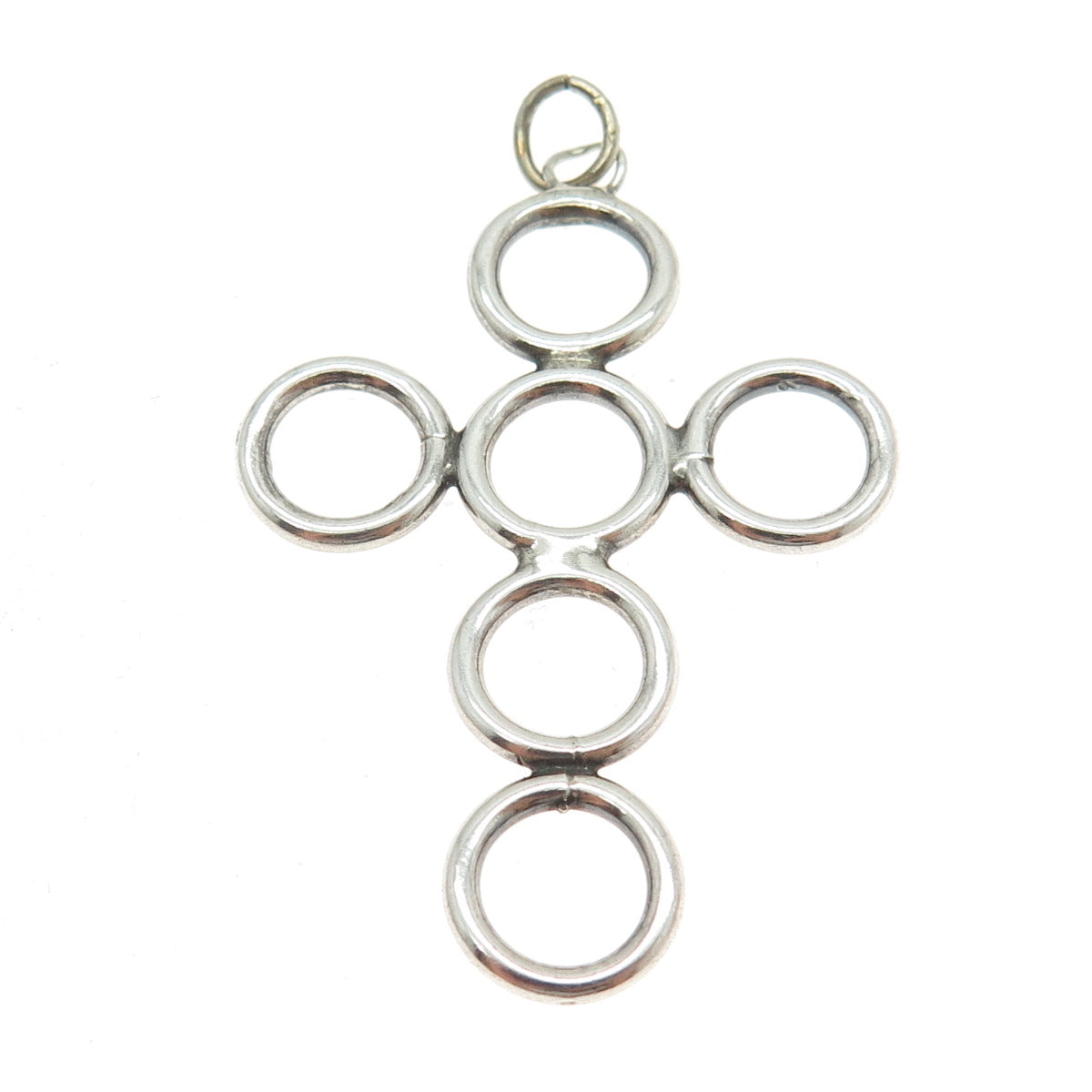 925 Sterling Silver Vintage Circle Modernist Cross Pendant