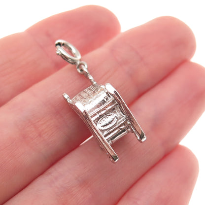 Danecraft 925 Sterling Antique Enamel Christmas Sleigh Spring Ring Mini Pendant