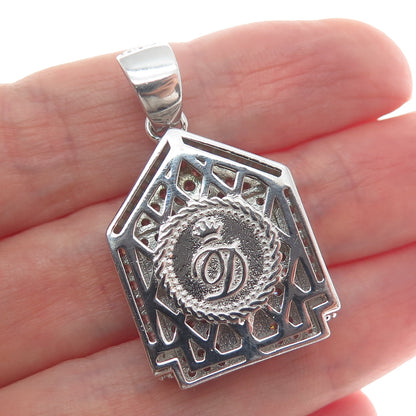 925 Sterling Silver Round-Cut Shaped C Z Abandoned Ghost House Pendant