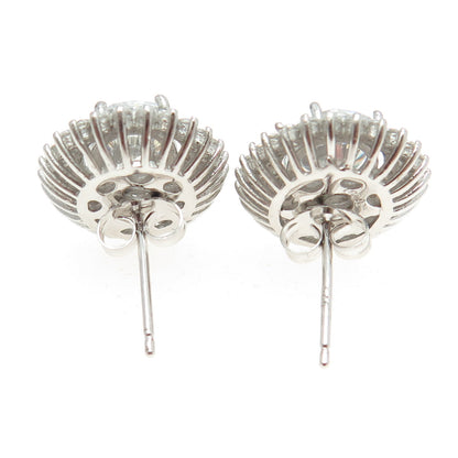 925 Sterling Silver Oval-Cut Shaped C Z Stud Earrings