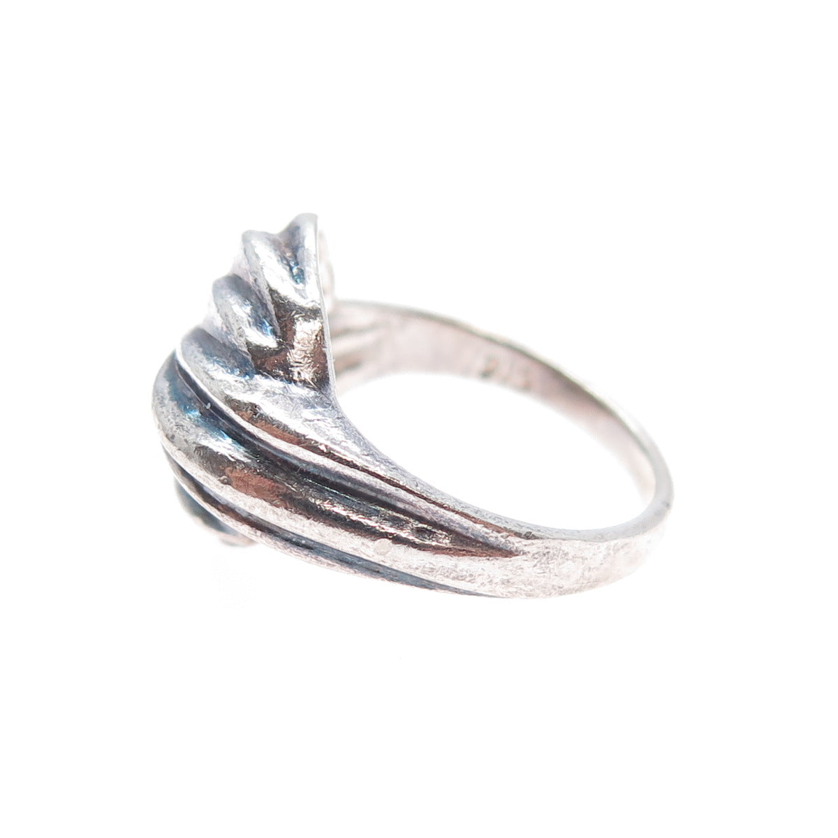 925 Sterling Silver Vintage Modernist Oxidized Ring Size 6.75