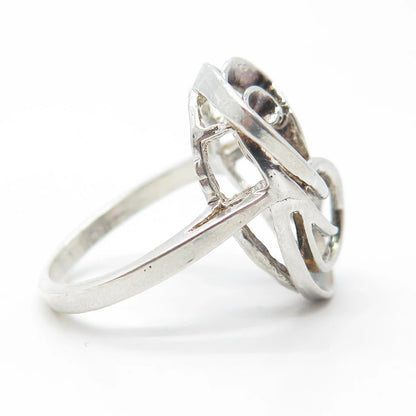 925 Sterling Silver Vintage Modernist Swirl Cocktail Ring Size 5.75