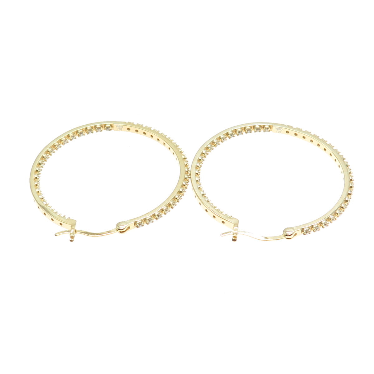 DEE BERKLEY JEWELRY 925 Sterling Silver Gold Plated C Z Hinged Hoop Earrings