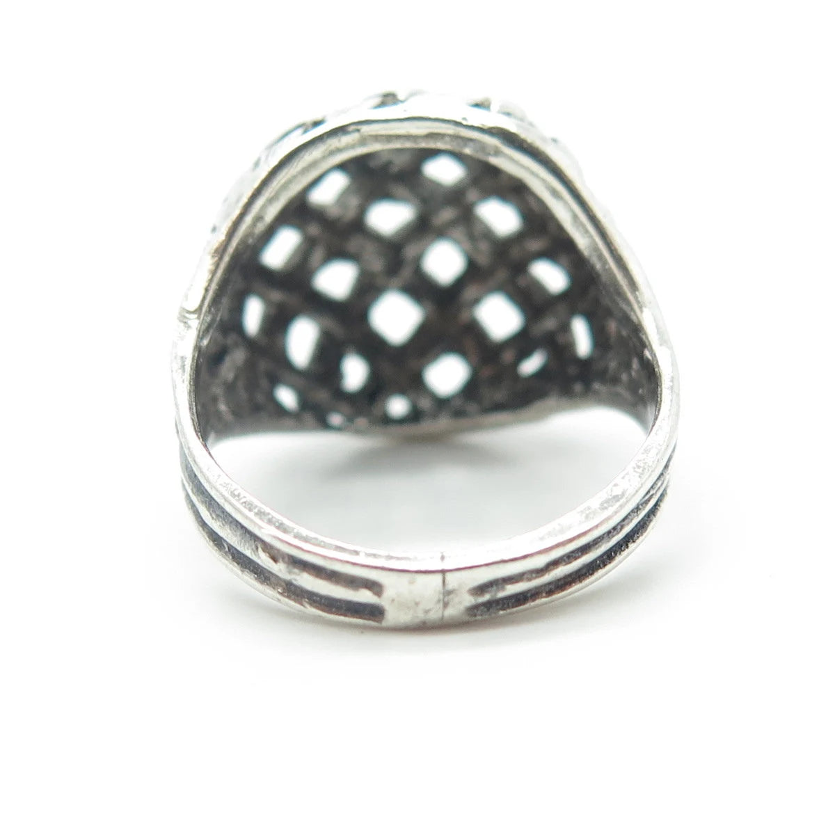 925 Sterling Silver Vintage Wicker Dome Ring Size 5.5