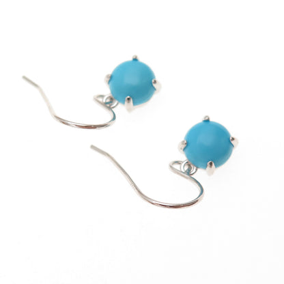 925 Sterling Silver Real Sleeping Beauty Turquoise Dangle Earrings