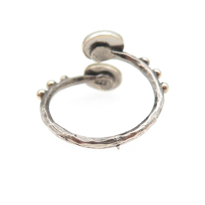 925 Sterling Silver Vintage Real Green & Pink Tourmaline Adjustable Ring Size 6