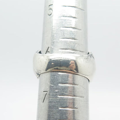 925 Sterling Silver Vintage Ribbed Domed Ring Size 6.25