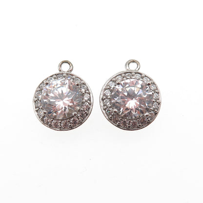 925 Sterling Silver Round-Cut C Z Jacket Earrings