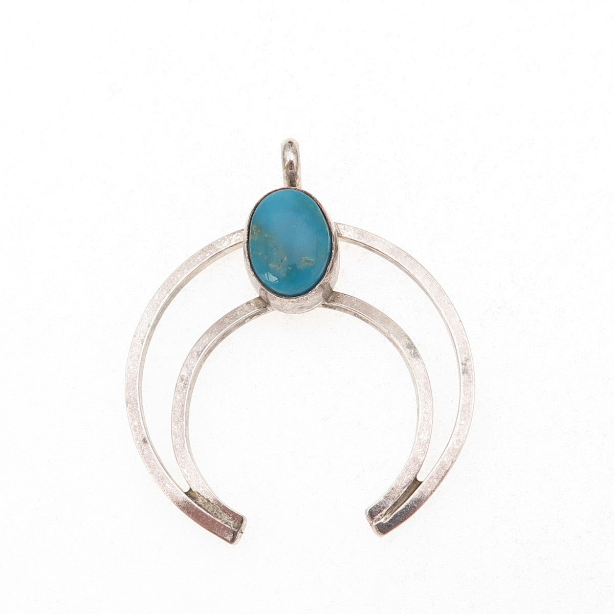 Old Pawn 925 Sterling Silver Vintage Turquoise Naja Overlay Tribal Charm Pendant