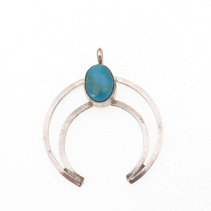 Old Pawn 925 Sterling Silver Vintage Turquoise Naja Overlay Tribal Charm Pendant
