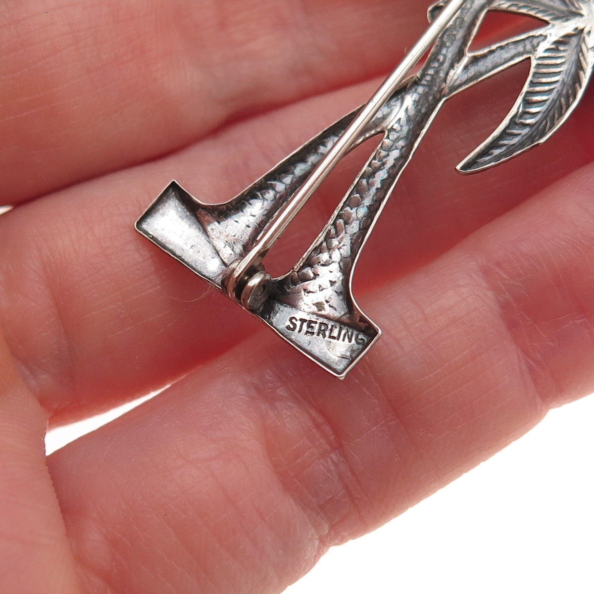 925 Sterling Silver Vintage Palm Tree Oxidized Pin Brooch