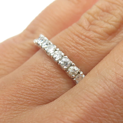 925 Sterling Silver Round-Cut C Z All Around Eternity Band Ring Size 7