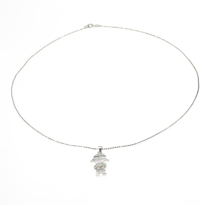 925 Sterling Silver Round-Cut C Z Baby Girl Beaded Chain Necklace 20"