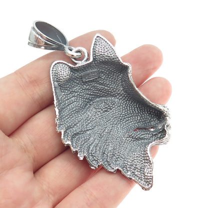 ONE OF A KIND 925 Sterling Silver Vintage Wolf Large Pendant
