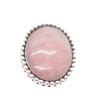 RICK MARTINEZ Old Pawn 925 Sterling Silver Vintage Rose Quartz Beaded Pin Brooch