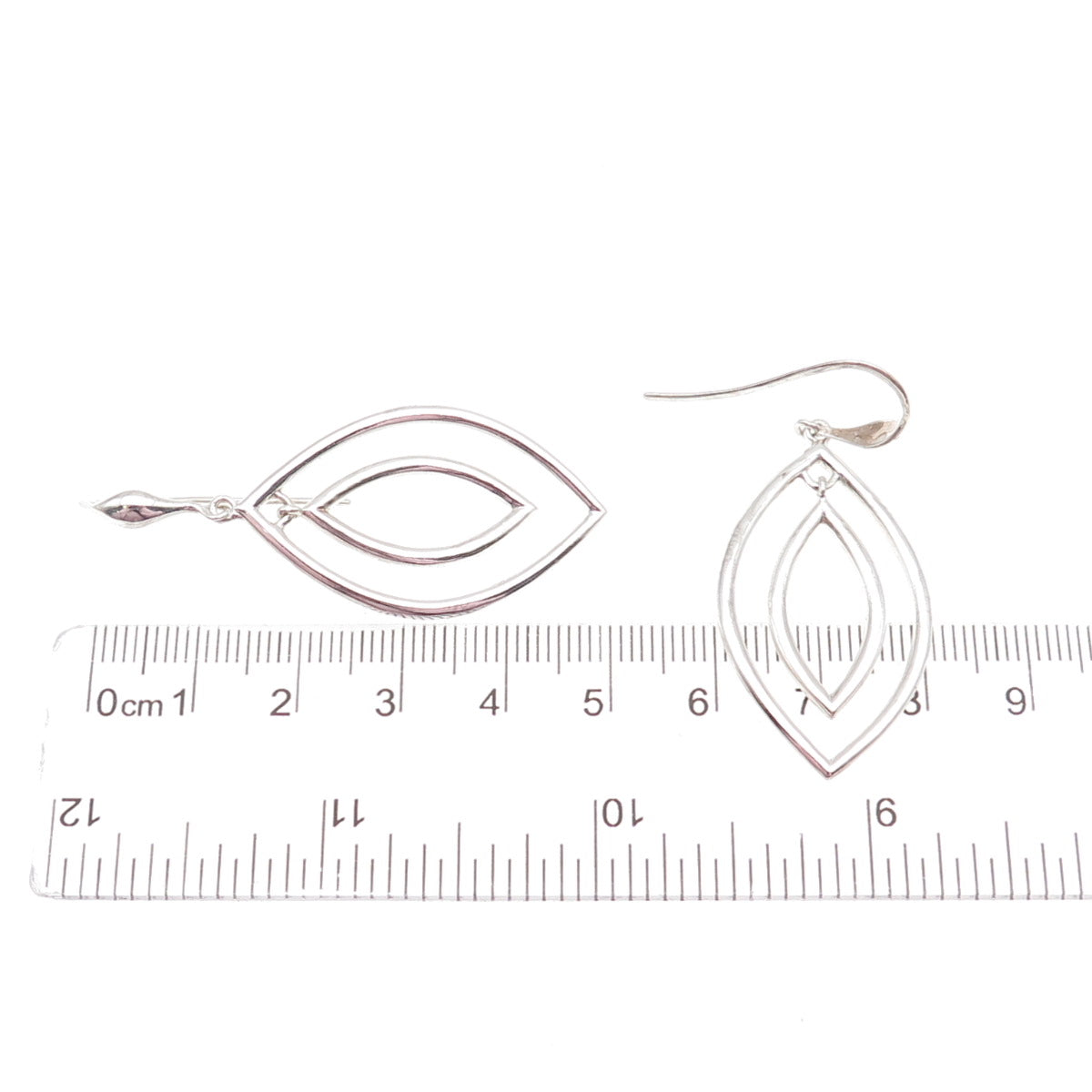 ZINA 925 Sterling Silver Vintage Modernist Petal Dangle Earrings