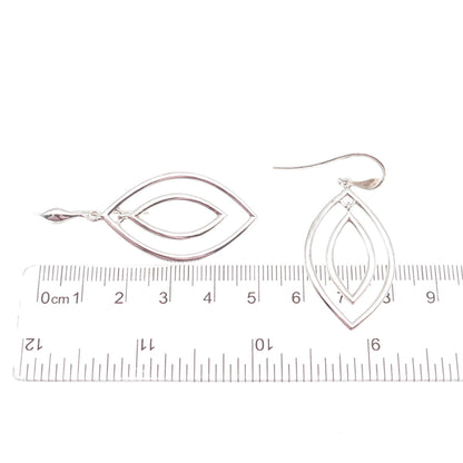 ZINA 925 Sterling Silver Vintage Modernist Petal Dangle Earrings