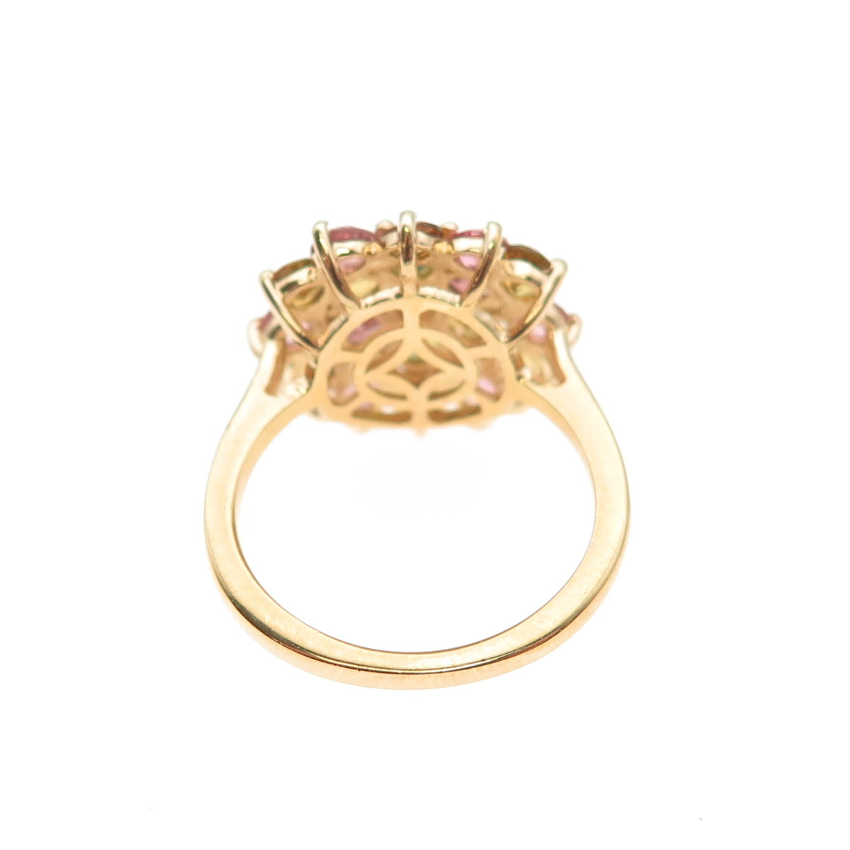D'Joy 925 Sterling Silver Gold Plated Real Multi-Color Tourmaline Ring Size 5