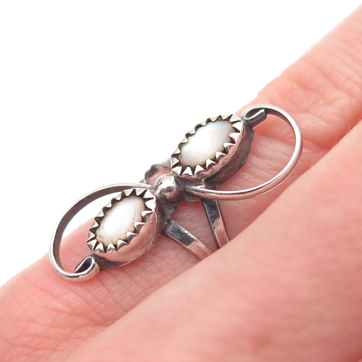 Thomas Lee Navajo Old Pawn Sterling Silver Vintage Southwestern MOP Ring Size 4