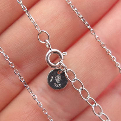 925 Sterling Silver 2-Tone Round-Cut C Z Floral Leaf Cable Chain Necklace 16-18"