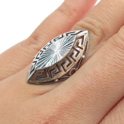 925 Sterling Silver Vintage Turkey Greek Maze Statement Ring Size 6