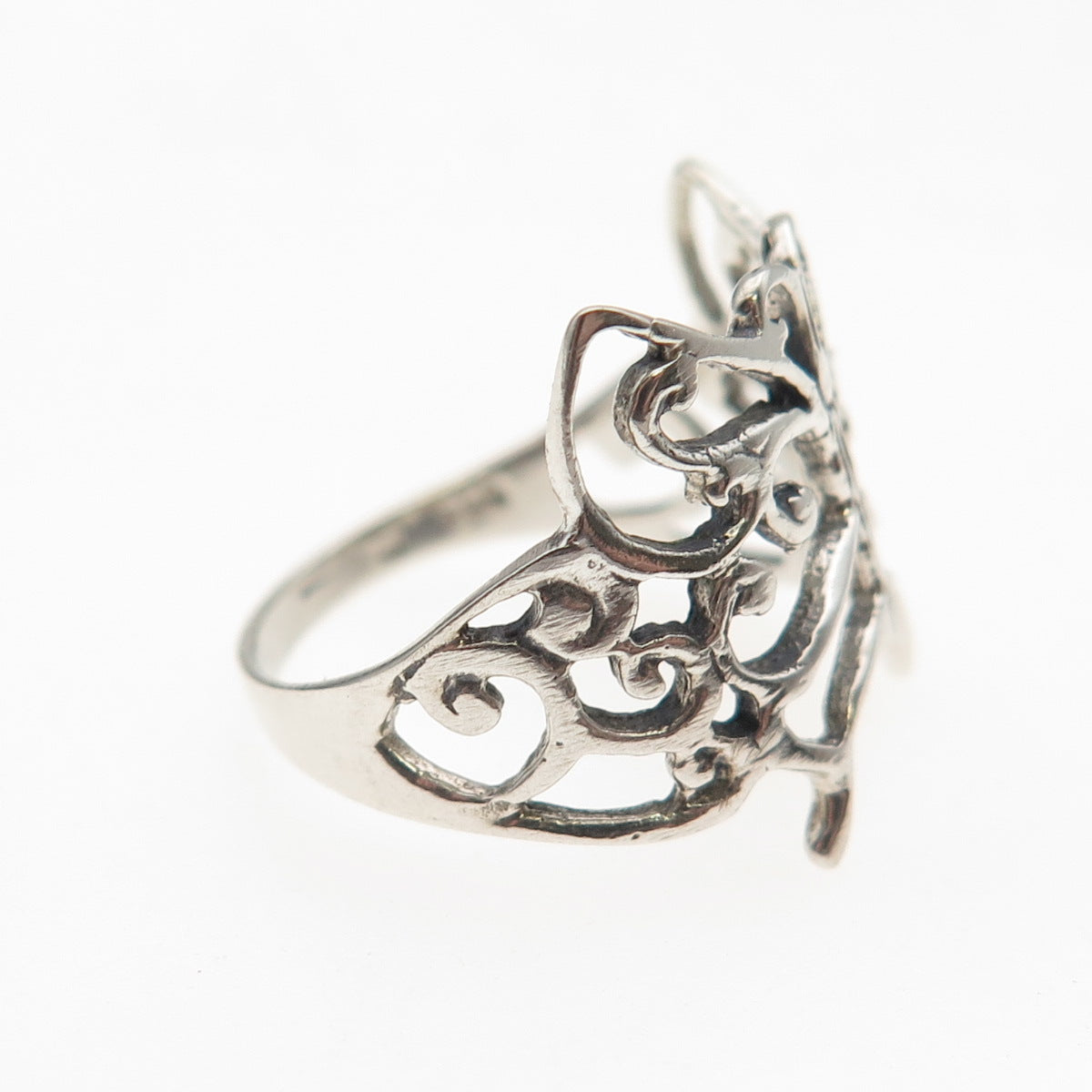 925 Sterling Silver Vintage Butterfly Oxidized Ring Size 6.25