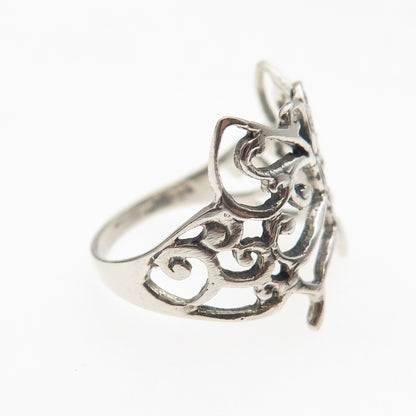 925 Sterling Silver Vintage Butterfly Oxidized Ring Size 6.25
