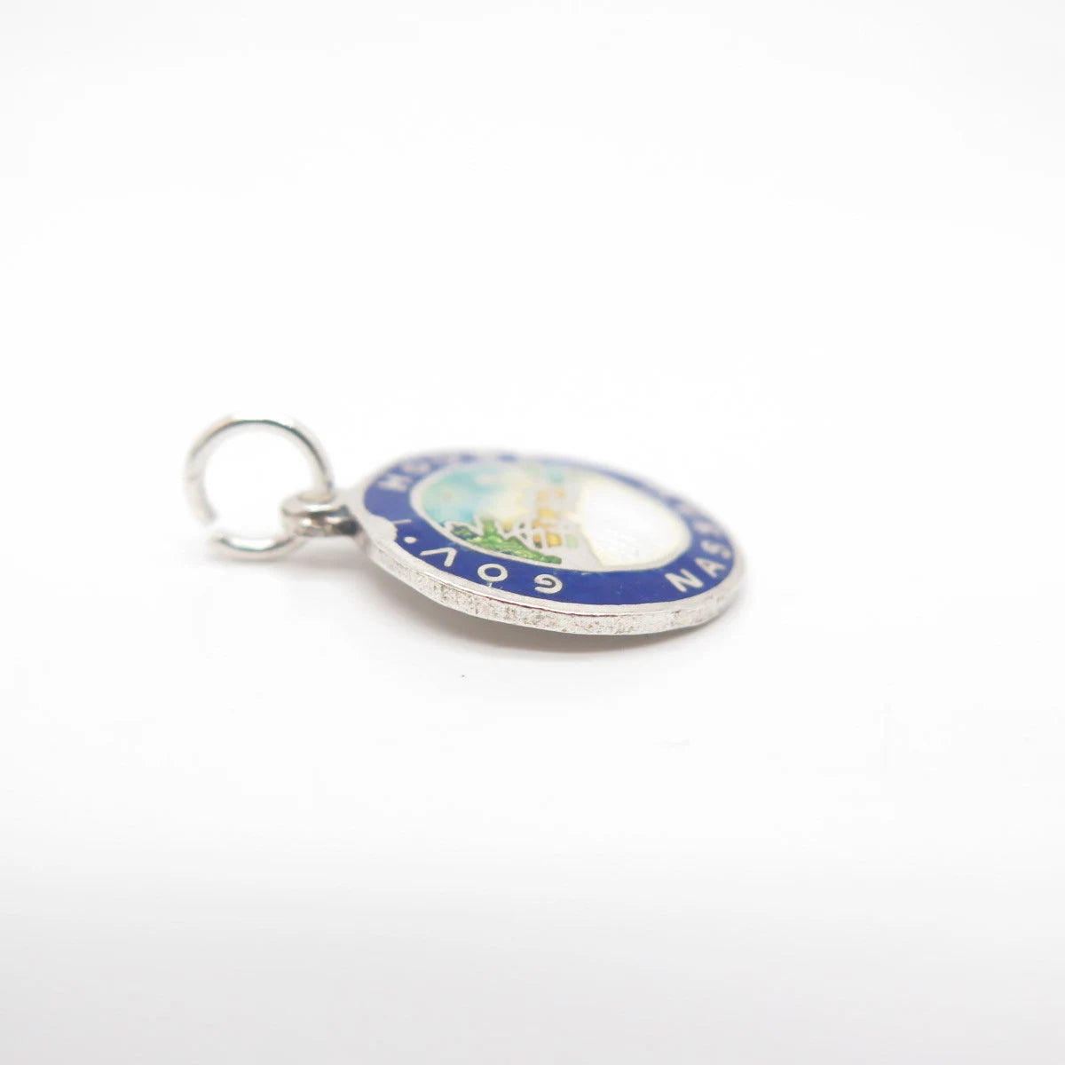 925 Sterling Silver Vintage Enamel "Government House Nassau" Charm Pendant