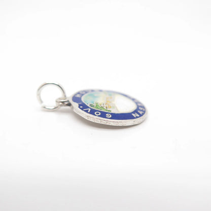 925 Sterling Silver Vintage Enamel "Government House Nassau" Charm Pendant