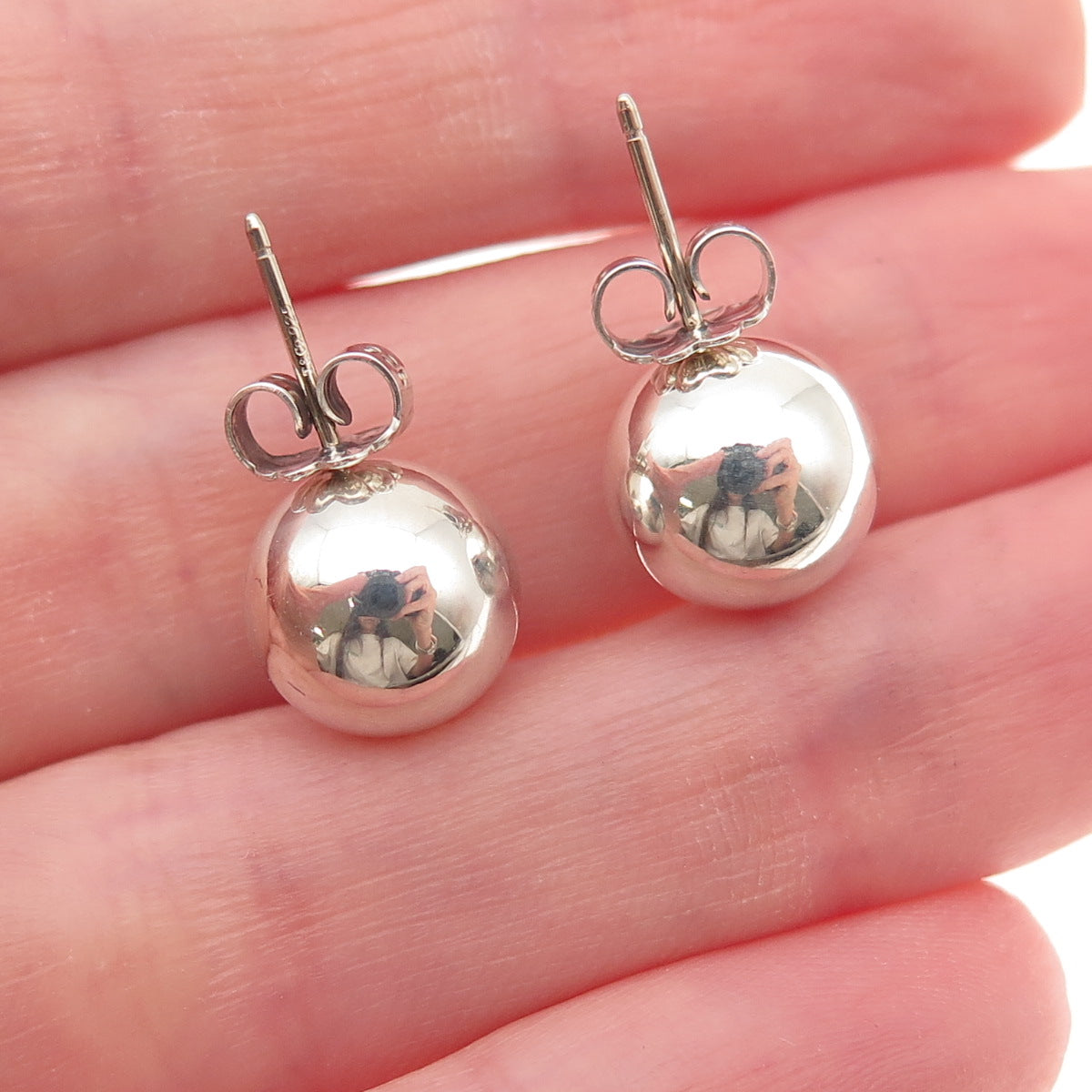 Tiffany & Co. 925 Sterling Silver Vintage HardWear 10mm Ball Stud Earrings