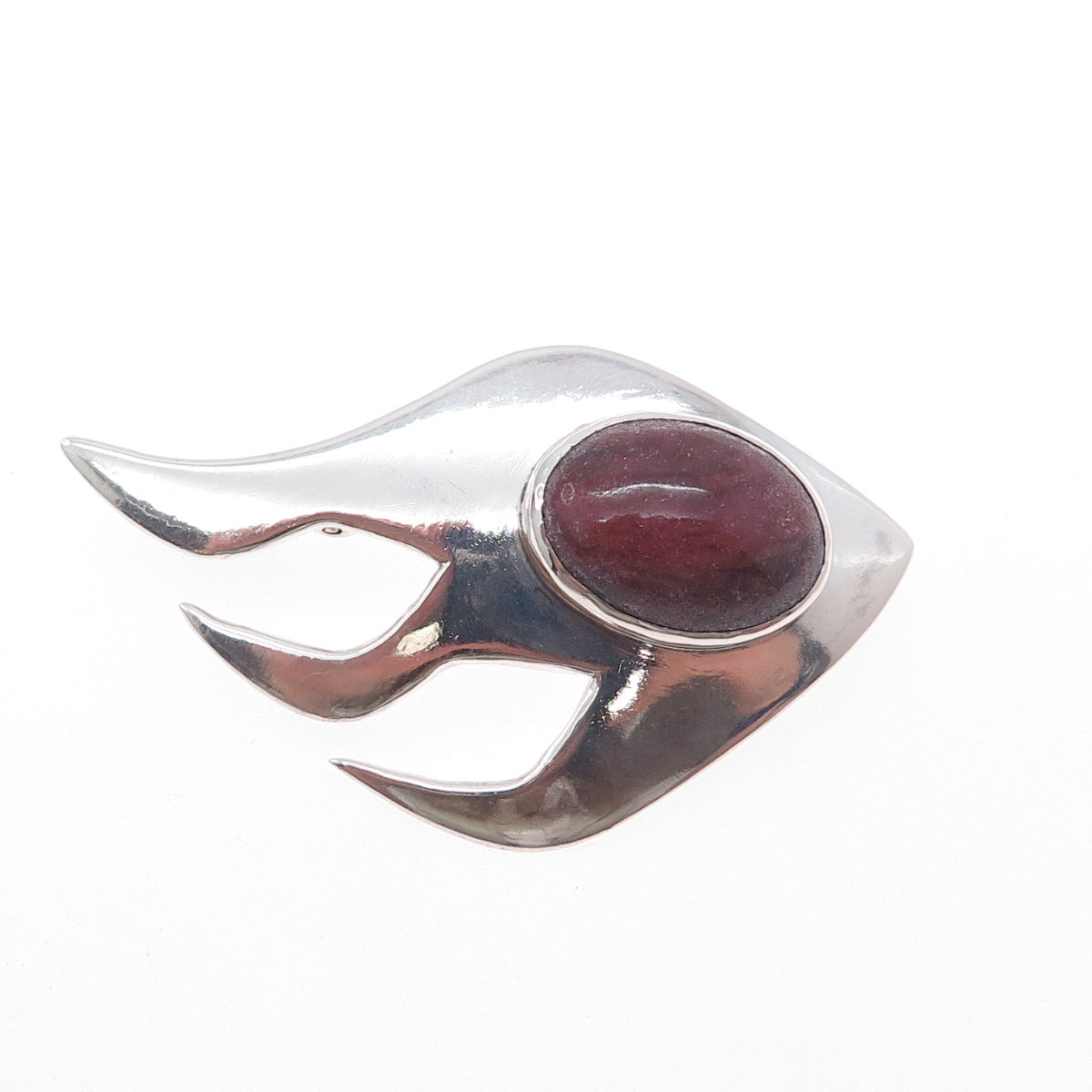 Bernhard Hertz 925 Sterling Silver Vintage Real Rhodonite Modernist Pin Brooch