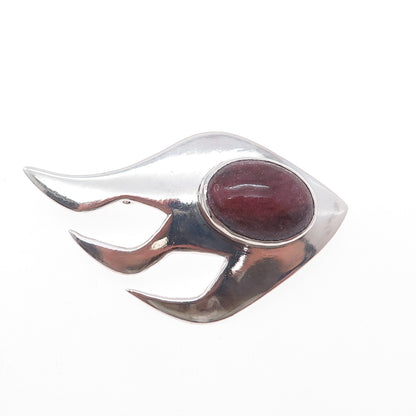 Bernhard Hertz 925 Sterling Silver Vintage Real Rhodonite Modernist Pin Brooch
