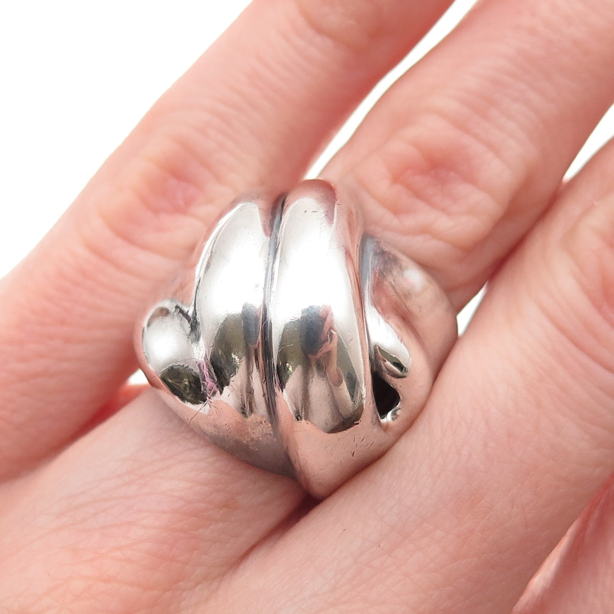 925 Sterling Silver Vintage Modernist Oxidized Ring Size 5.25