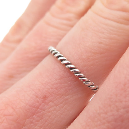 925 Sterling Silver Vintage Twisted Stackable Band Ring Size 5.75