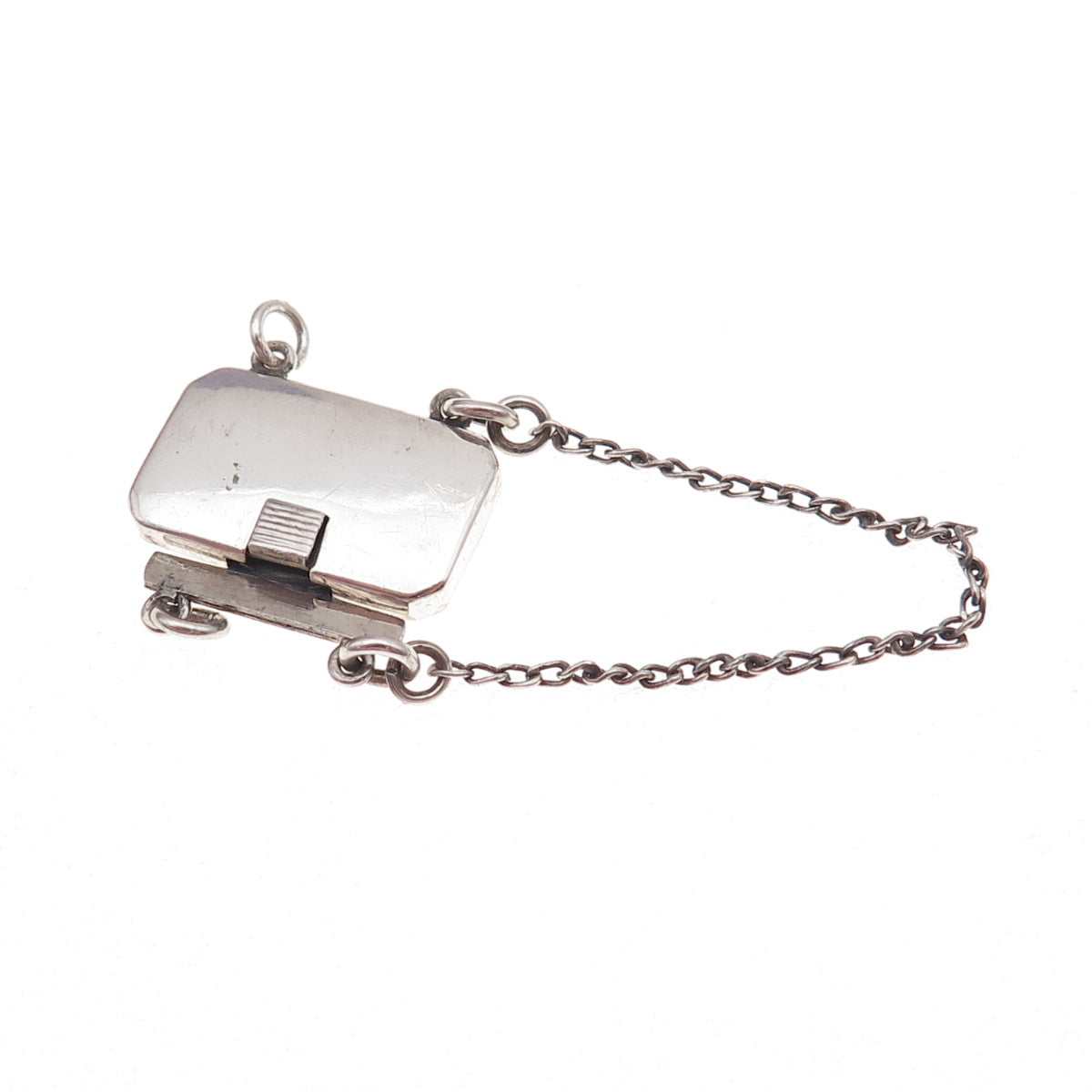 925 Sterling Silver Antique Japan Bracelet Necklace Safety Chain Box Lock Clasp