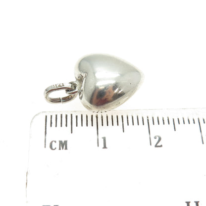 925 Sterling Silver Vintage Smooth Puffy Heart 3D Pendant