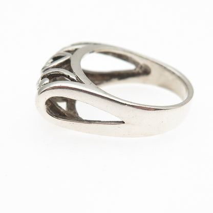 Sidney Evan 925 Sterling Silver Vintage Modernist Heart Oxidized Ring Size 8