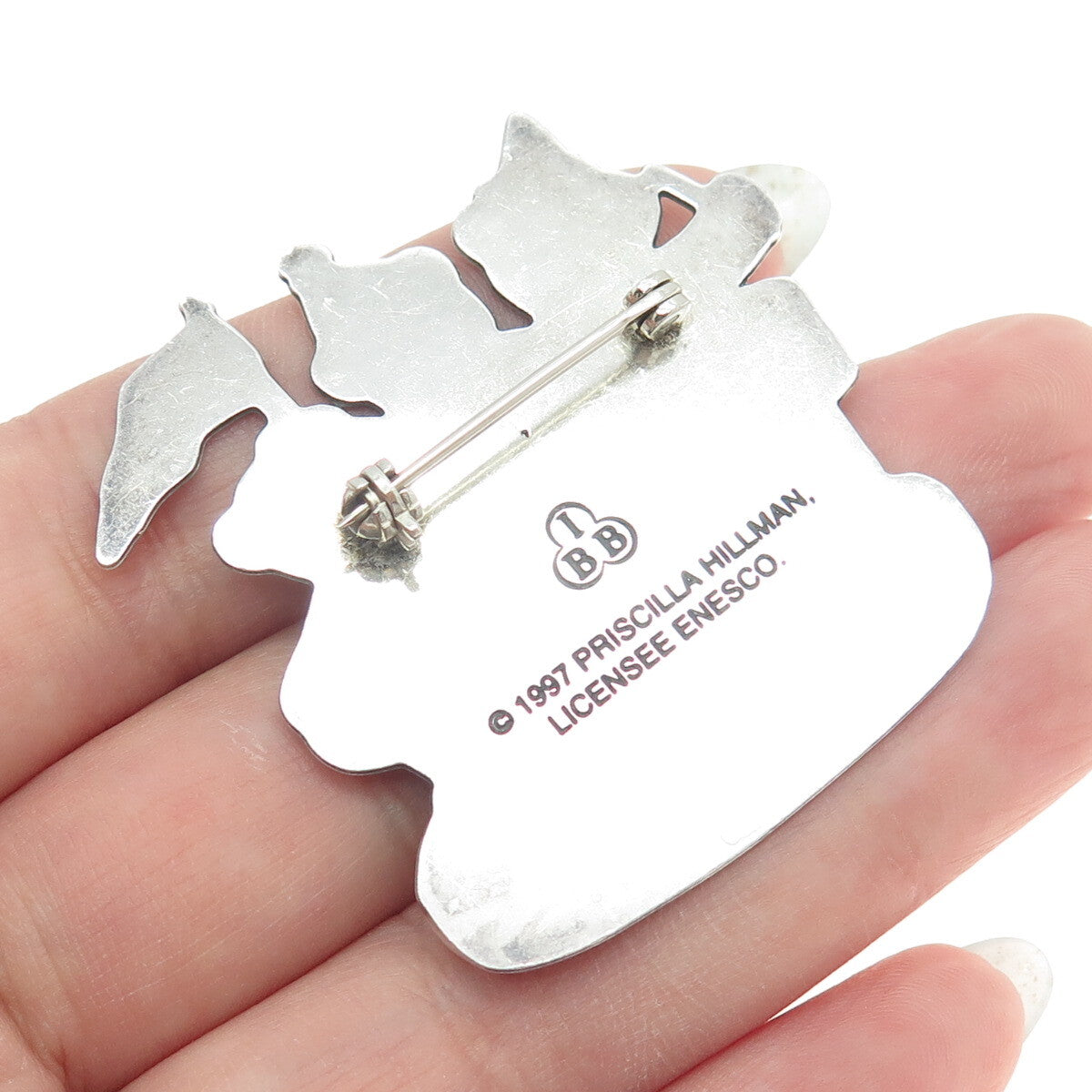 PRISCILLA HILLMAN 925 Sterling Silver Vintage 1997 Cherished Teddies Pin Brooch