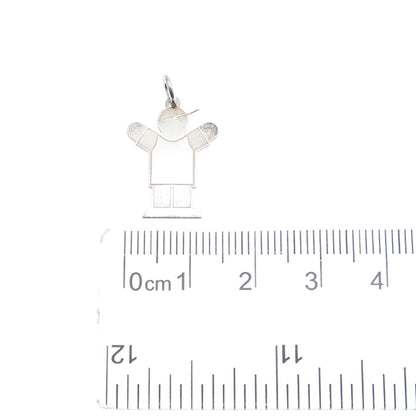 925 Sterling Silver Vintage Happy Boy Love Kid Minimalist Charm Pendant