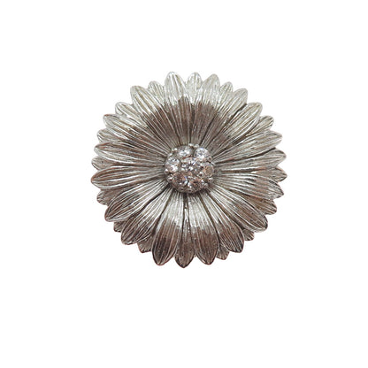 925 Sterling Silver Vintage Round-Cut C Z Daisy Flower Slide Pendant