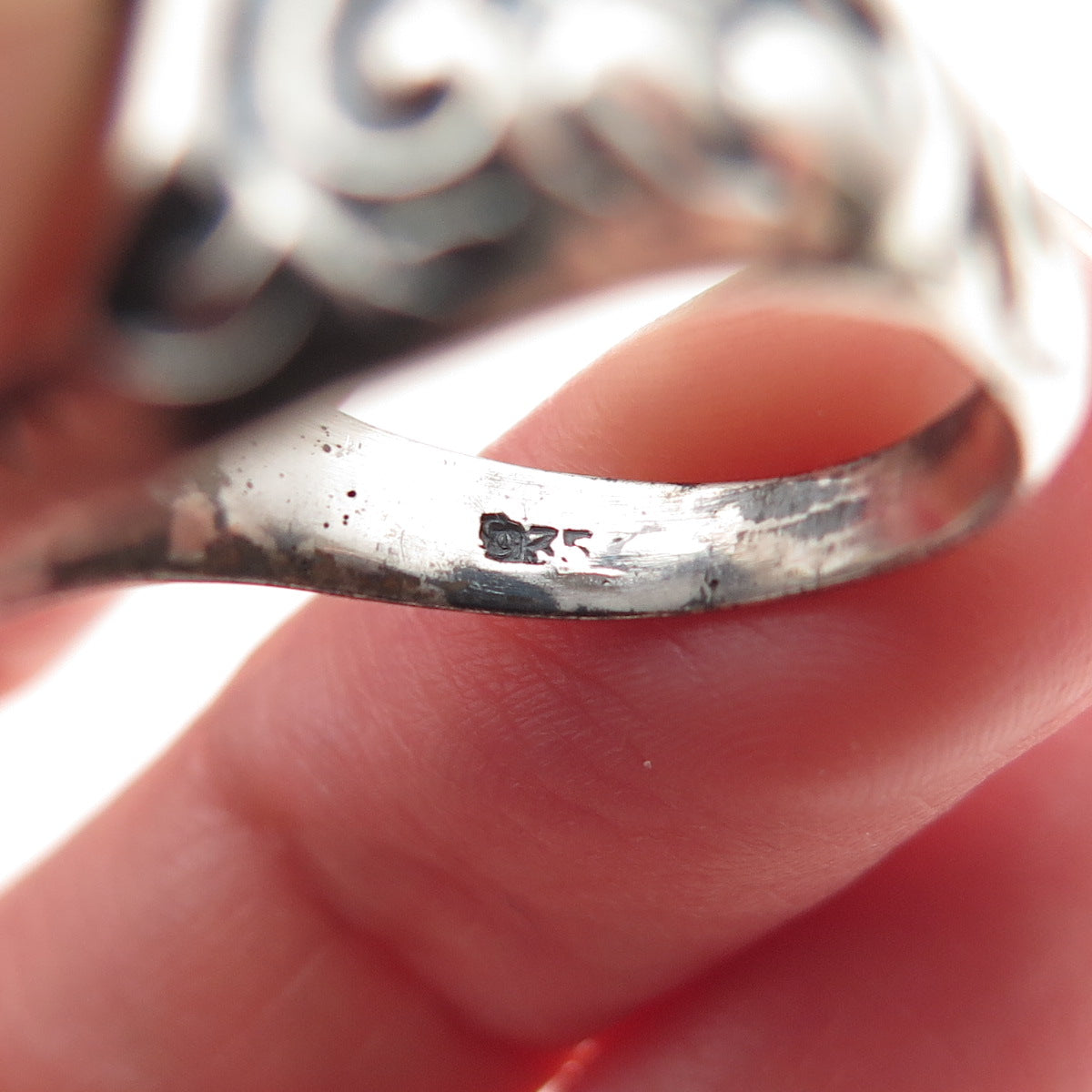 935 Silver Antique WWII Golden Eagle Oxidized Signet Ring Size 8.25