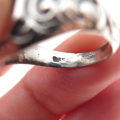 935 Silver Antique WWII Golden Eagle Oxidized Signet Ring Size 8.25